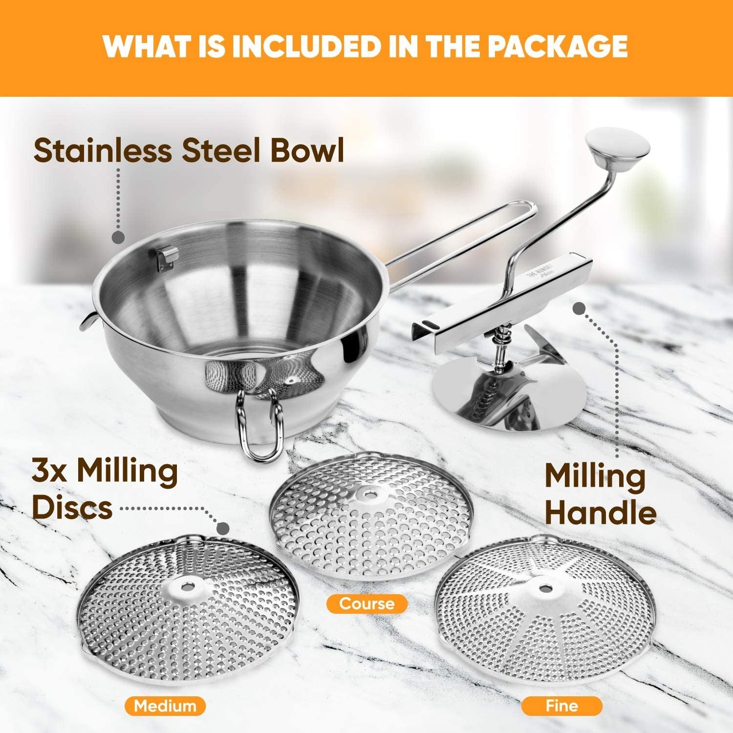  Food Mill Stainless Steel, Food Mill With 3 Discs, Handle Baby  Food Grinder Hand Crank, The Perfect Rotary Food Mill for Tomato Sauce,  Potatoes, Baby Food or Canned Goods : Home